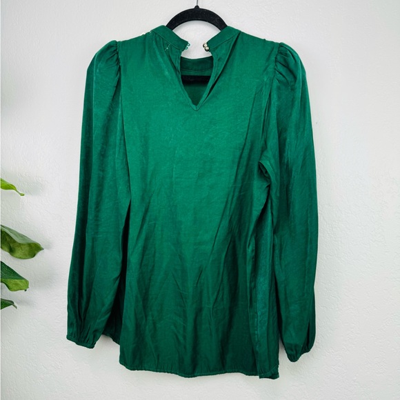 Love Is For Eternity Emerald Green Vintage Style Long Sleeve Shoulder Button Top - Picture 2 of 9